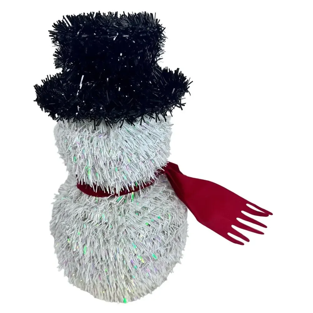 Tinsel Holiday Snowman with Top Hat and Scarf!  Excellent Vintage Design!!
